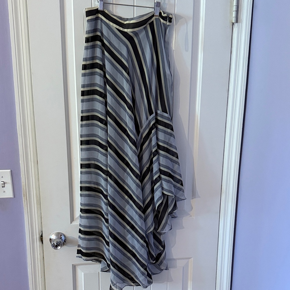 RACHEL Rachel Roy A-Line Skirt in Black and Gray Stripes